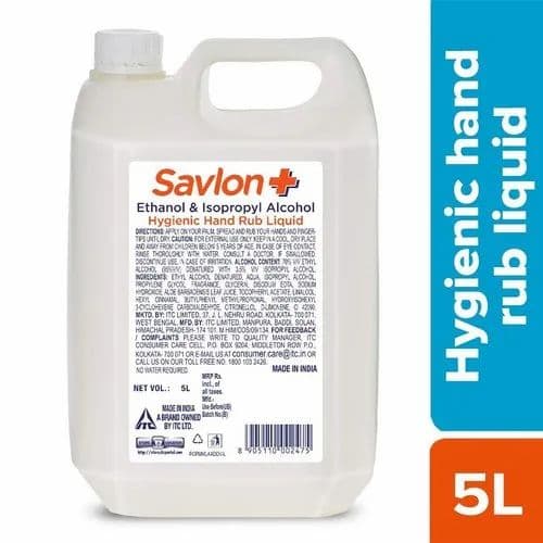Savlon Hygienic Hand Liquid Rub Sanitizer, Packaging Type: Can, Packaging Size: 5 Litre view 4