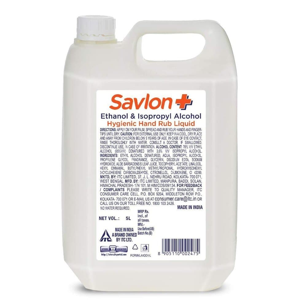 Savlon Hygienic Hand Liquid Rub Sanitizer, Packaging Type: Can, Packaging Size: 5 Litre view 2